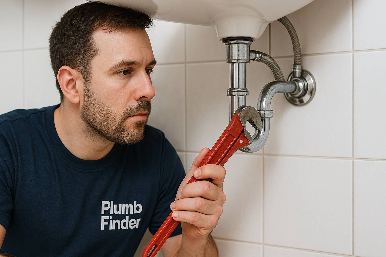 Professional plumber at work